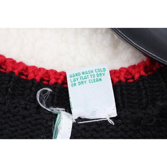 Sweater Vest Embroider Christmas Santa Clause Wood Buttons Ugly Cute Beaded S M - Picture 9 of 9